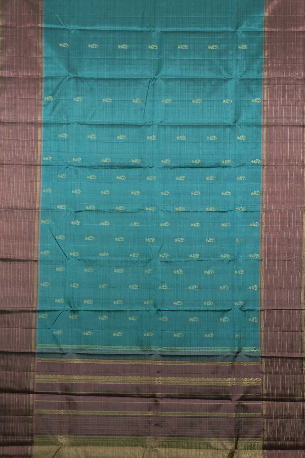 Zari Motifs on Peacock Green Kanchipuram Silk saree