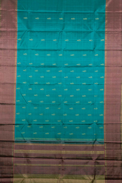 Zari Motifs on Peacock Green Kanchipuram Silk saree