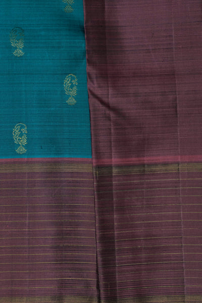 Zari Motifs on Peacock Green Kanchipuram Silk saree