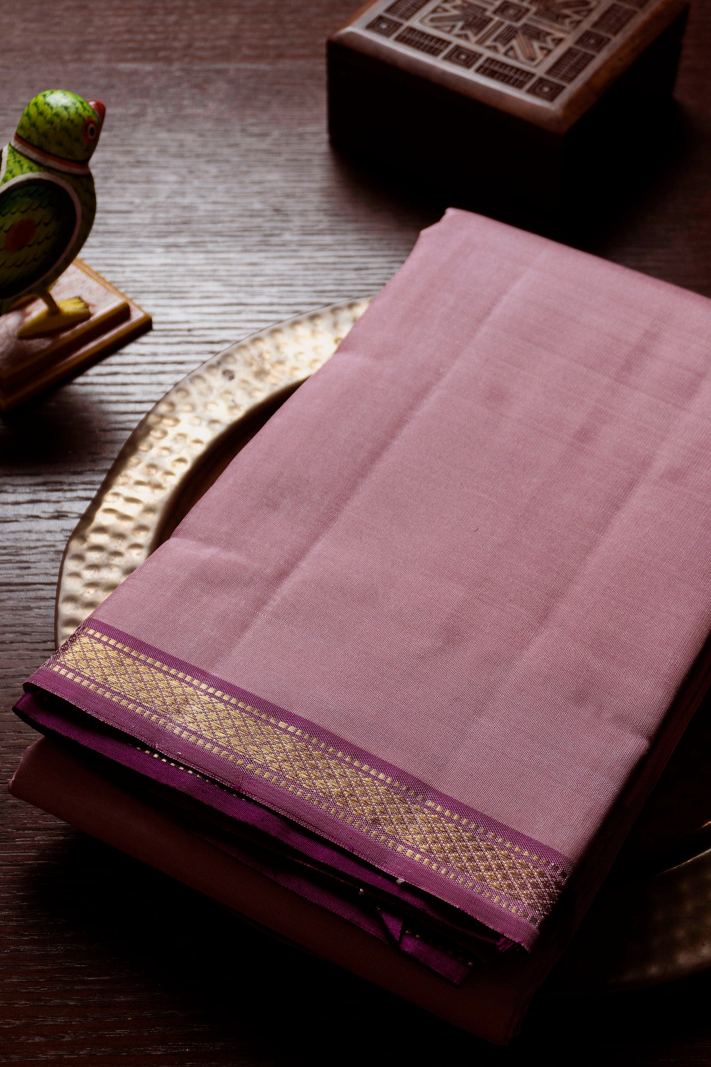 Blush Pink with Zari Border Kanchipuram Silk saree