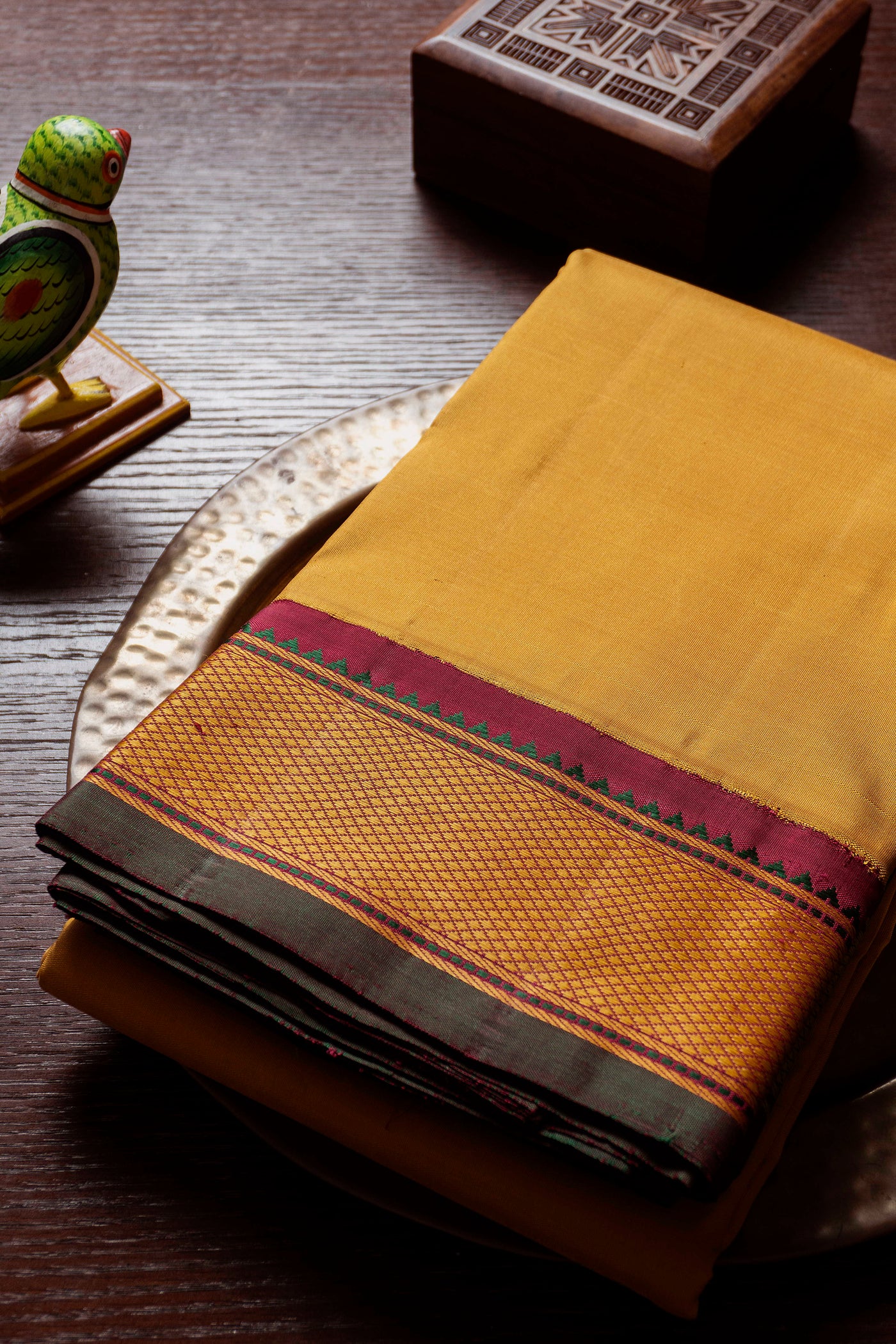 Traditional Yellow with Thread Border Kanchipuram Silk saree