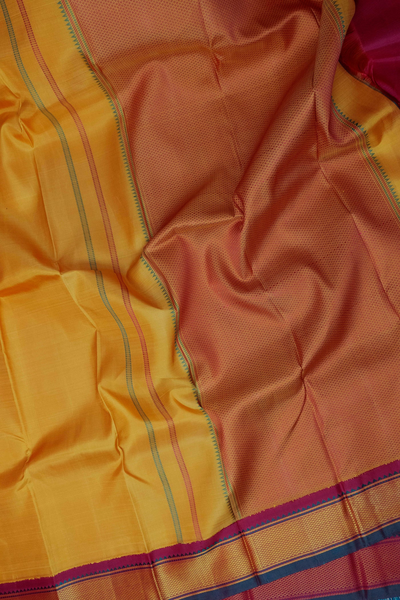 Traditional Yellow with Thread Border Kanchipuram Silk saree