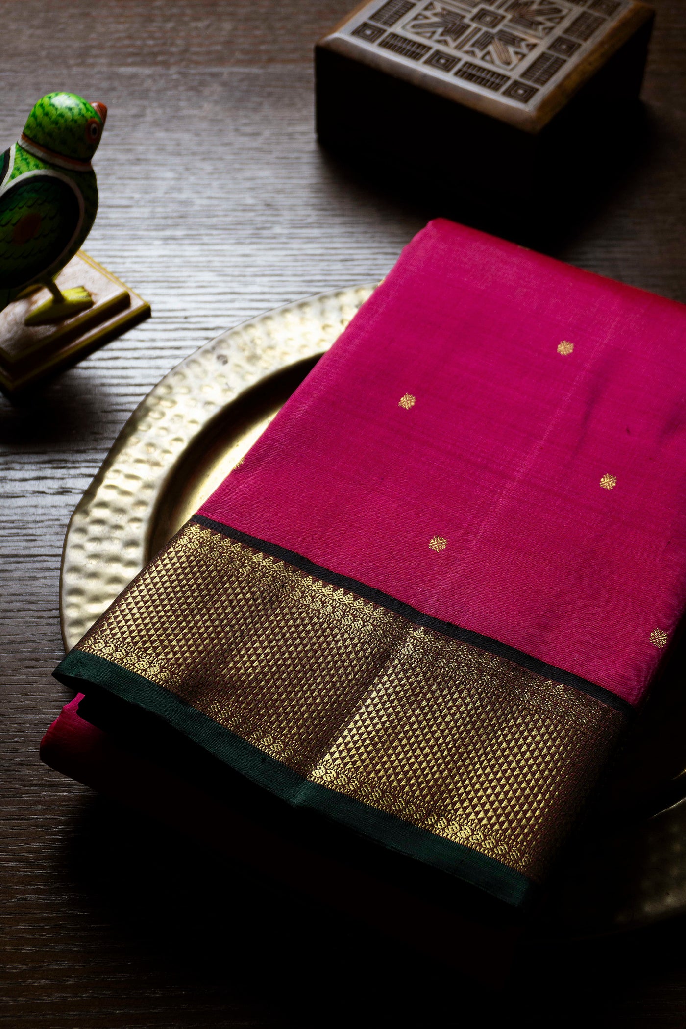 Hot Pink with Zari Border Kanchipuram Silk saree