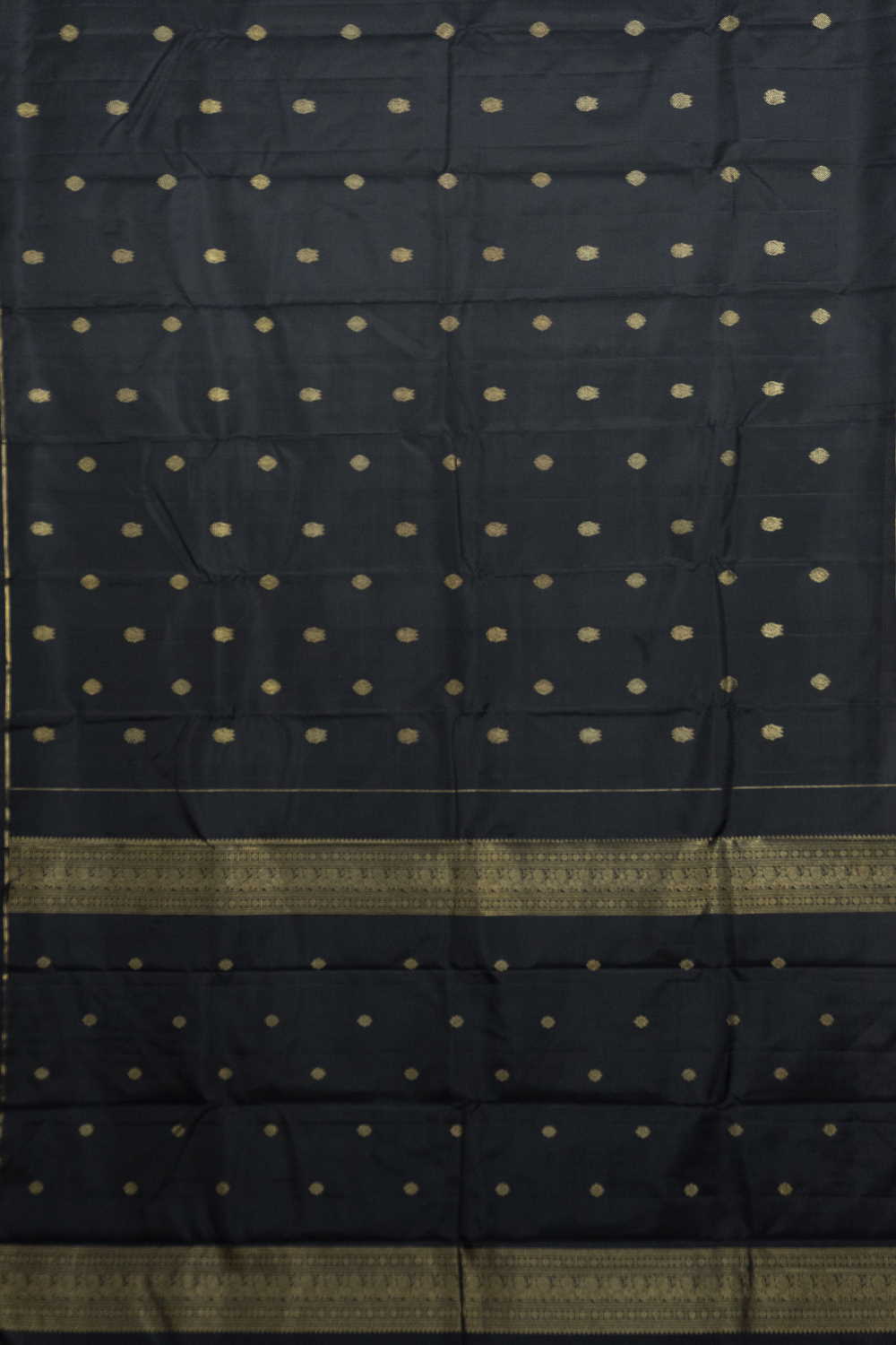 Black with Zari Motifs Kanchipuram Silk saree