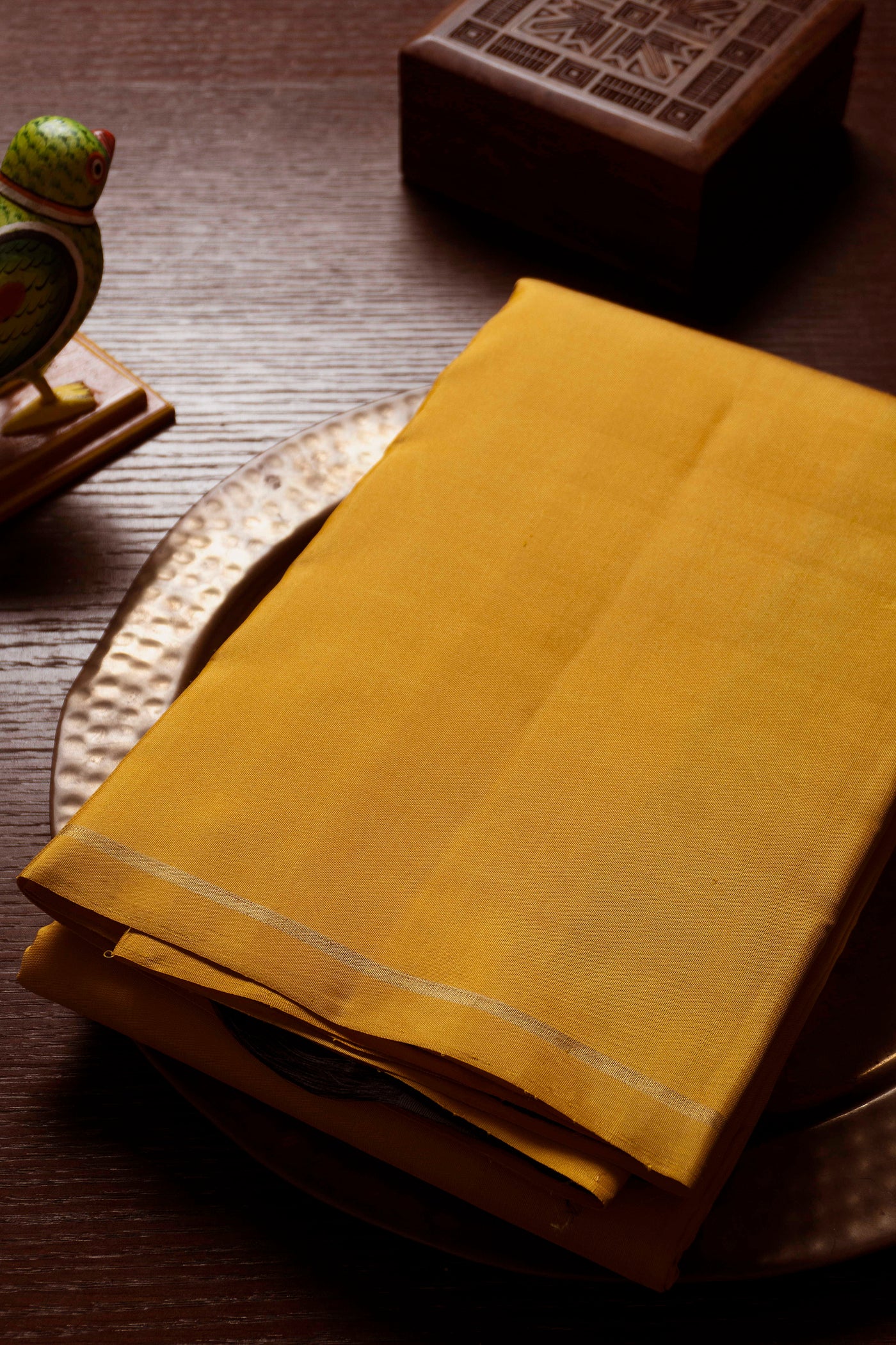 Plain Yellow with Black Pallu Kanchipuram Silk saree