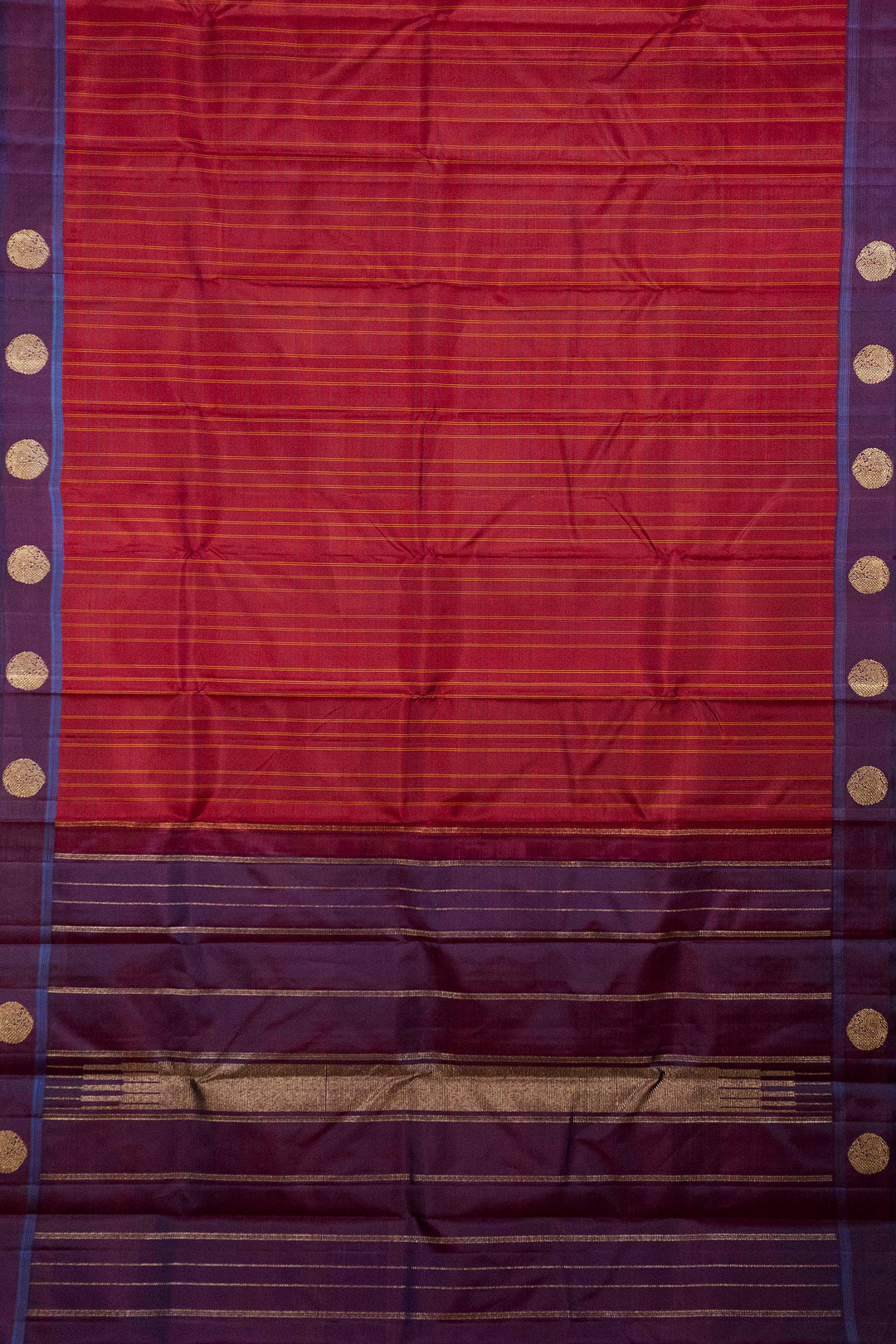 Red with Purple Border Kanchipuram Silk saree