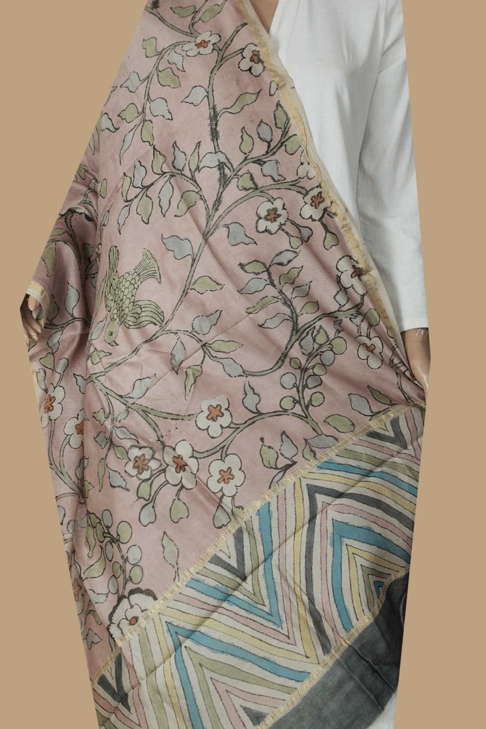 Painted Kalamkari Dupatta-Matkatus 