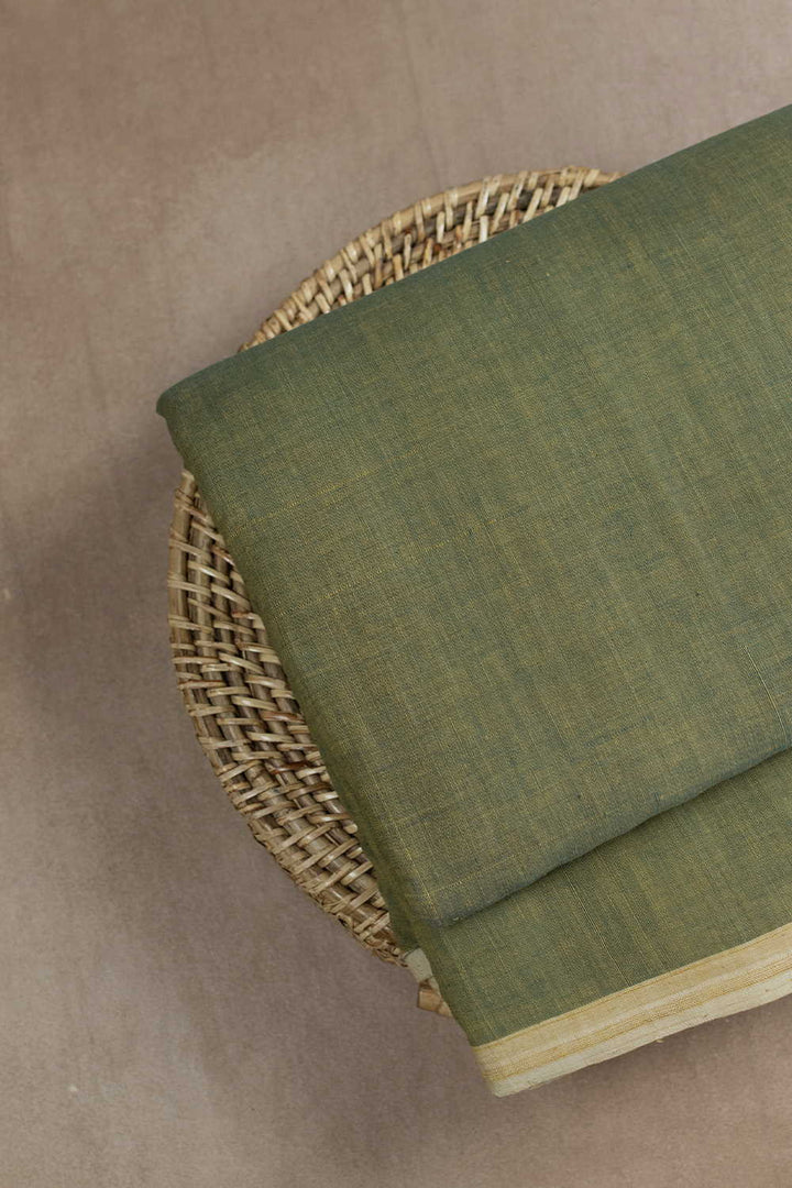 Plain Green Handspun Cotton Fabric