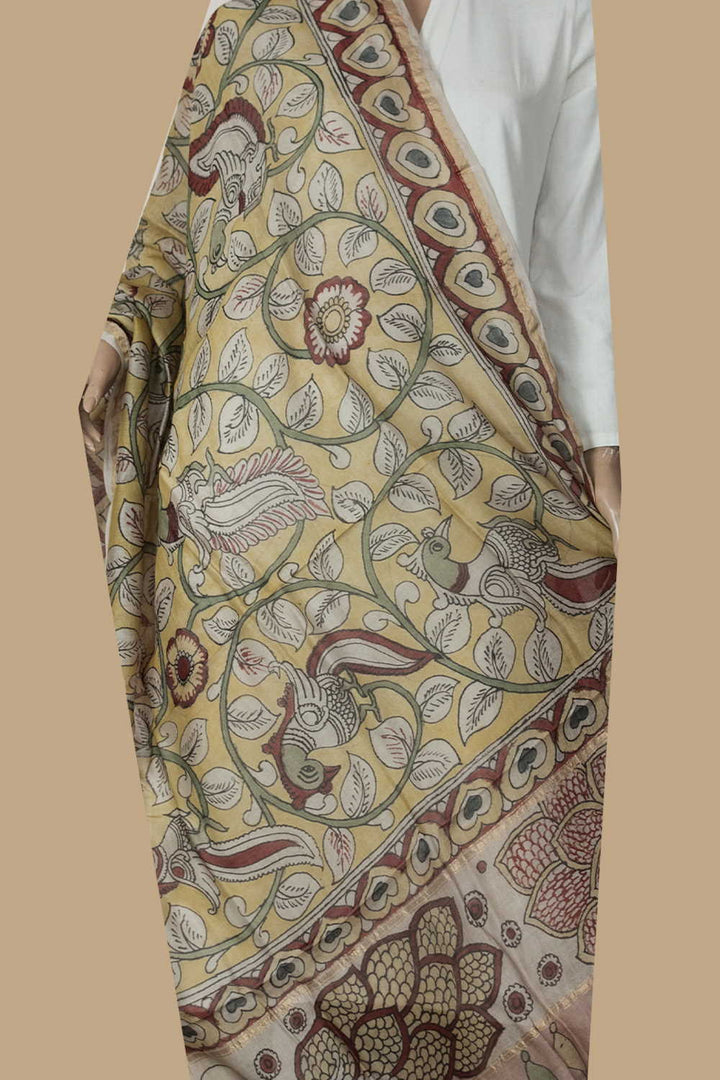 Painted Kalamkari Dupatta-Matkatus 