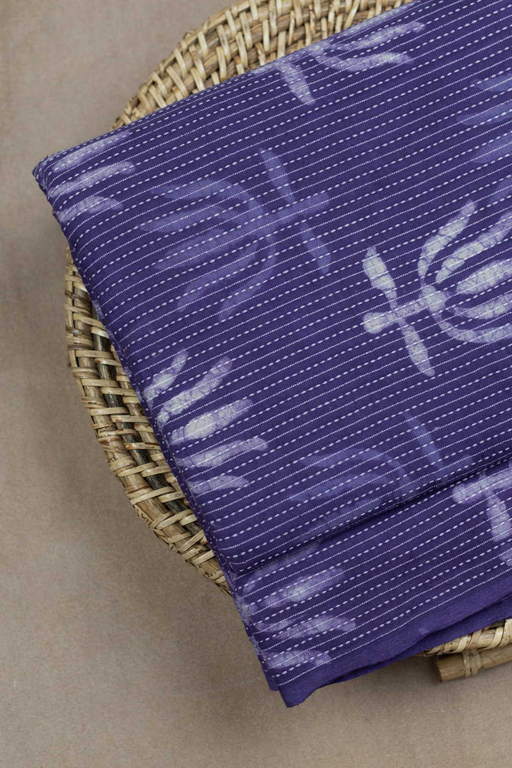 Pleasant Purple Kantha Stitch Dabu Cotton Fabric