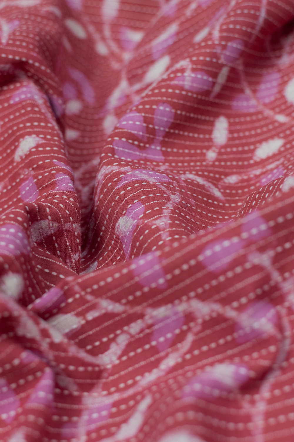 Prettiest Floral Kantha Stitch Dabu Cotton Fabric