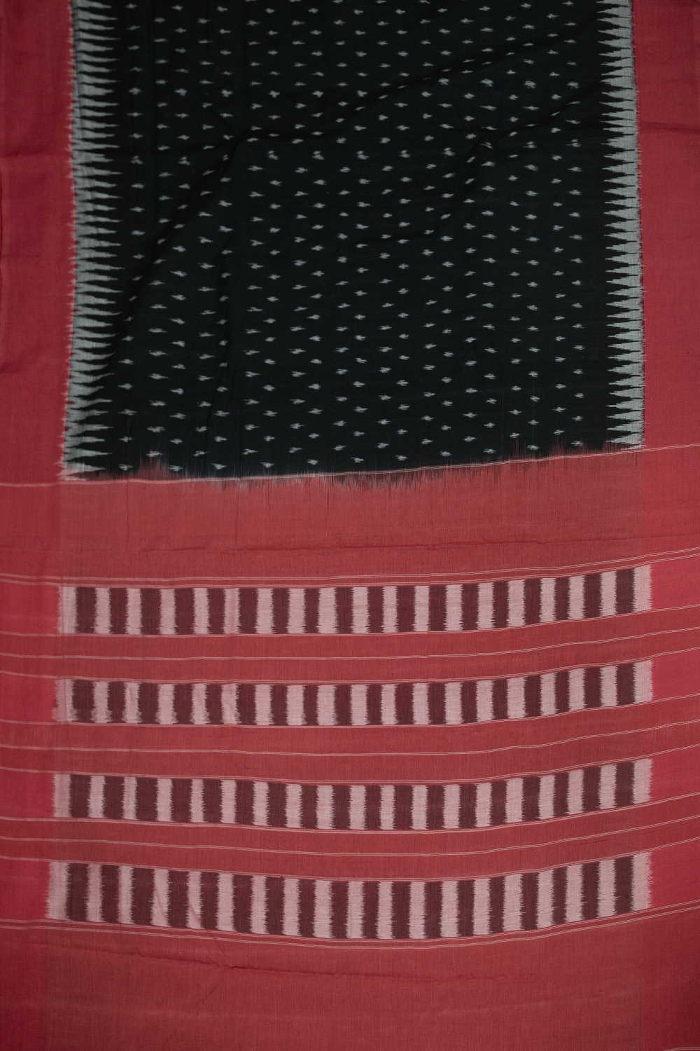 Grey dots on Black Ikat Cotton saree