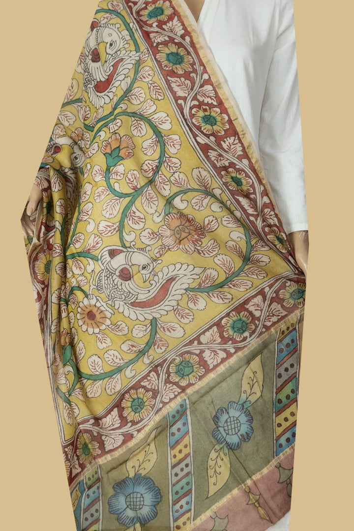 Painted Kalamkari Dupatta-Matkatus 