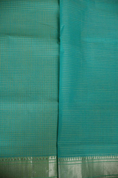 Dual Shaded Green & Blue Mangalagiri Cotton saree