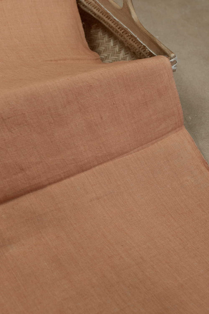 Light Orange Handwoven Linen Fabric