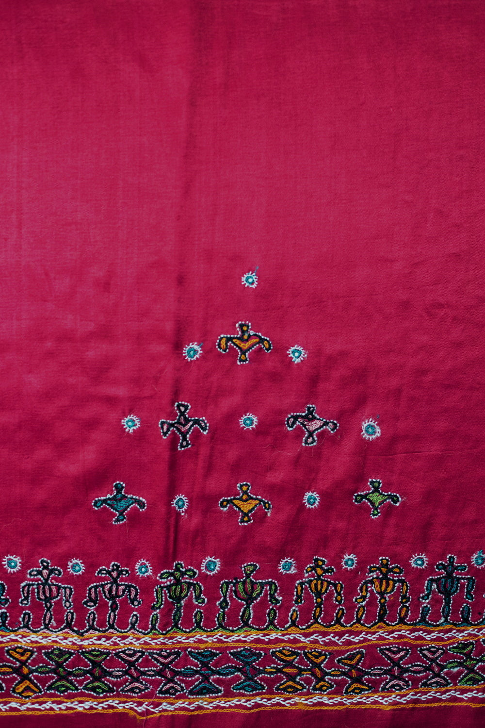 Magenta Pink Kutch Embroidered Mashru Silk Blouse