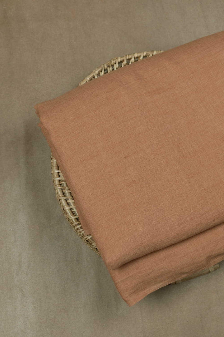 Light Orange Handwoven Linen Fabric