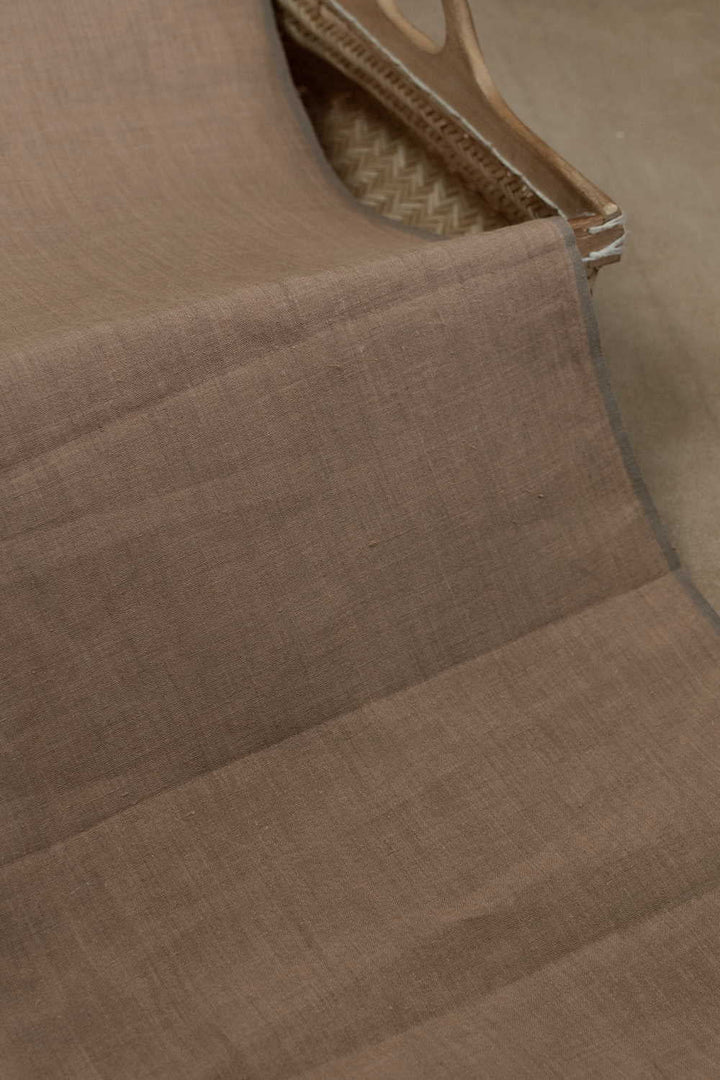 Dark Beige Handwoven Linen Fabric - 0.65m