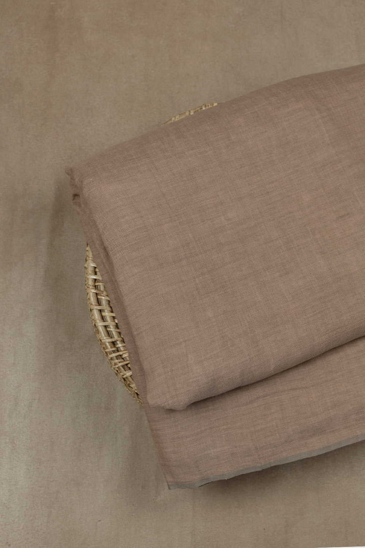 Dark Beige Handwoven Linen Fabric - 0.65m