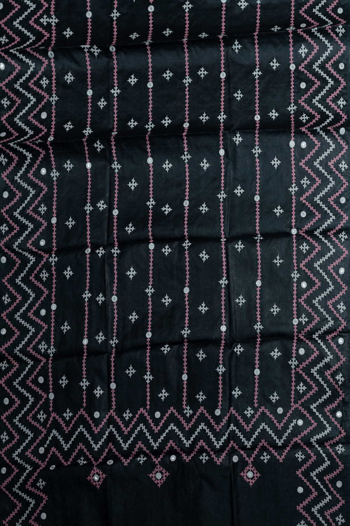 Pitch Black Kantha Tussar Dupatta