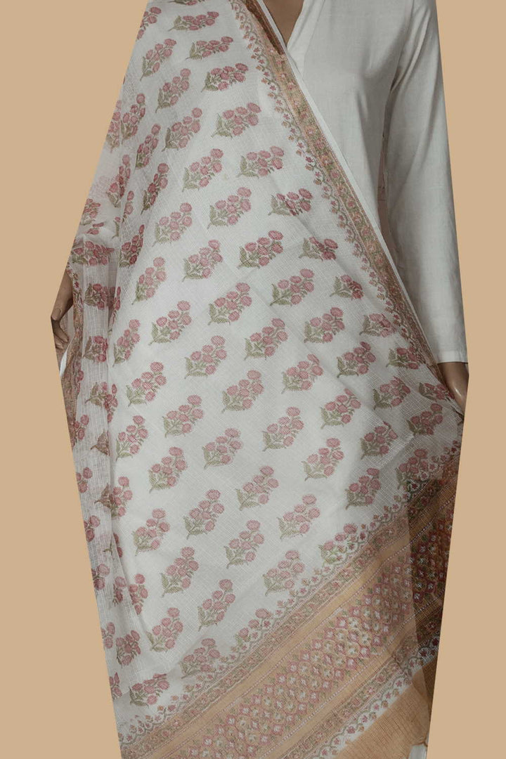 Floral design Block Printed Kota Cotton Dupatta