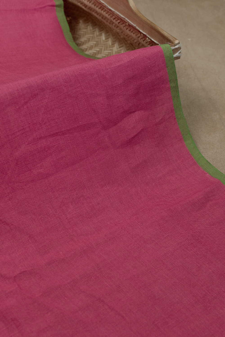 Dark Pink Handwoven Linen Fabric