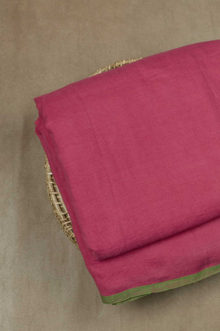 Dark Pink Handwoven Linen Fabric