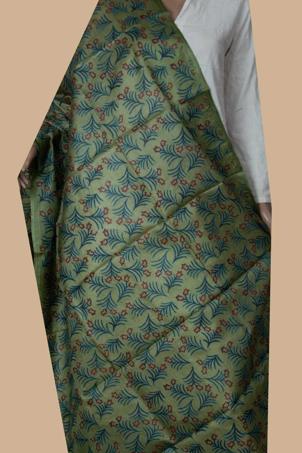 Pear Green Kantha Tussar Dupatta