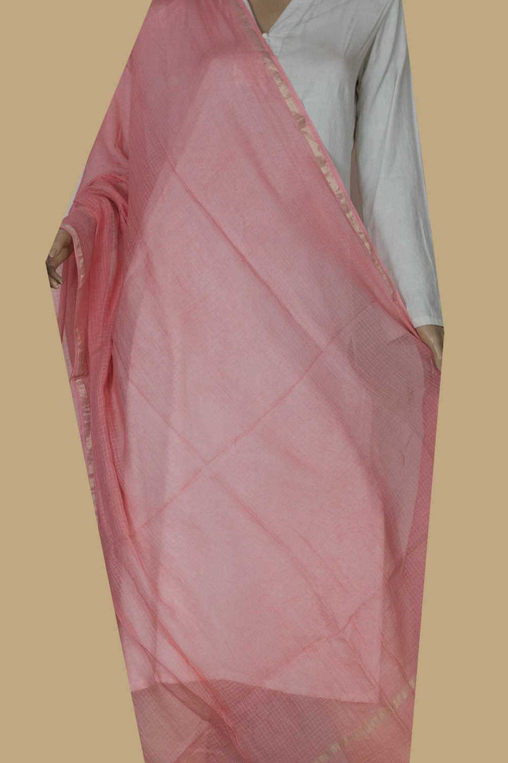 Peach Kota Cotton Dupatta