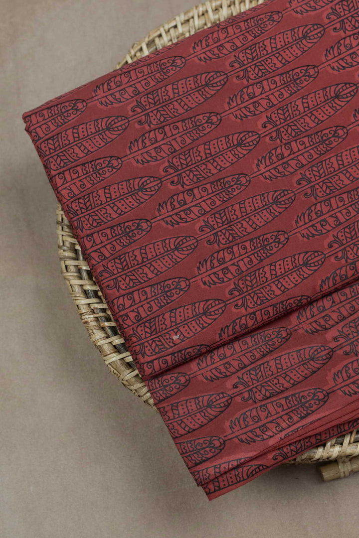 Brick Maroon Dabu Cotton Fabric