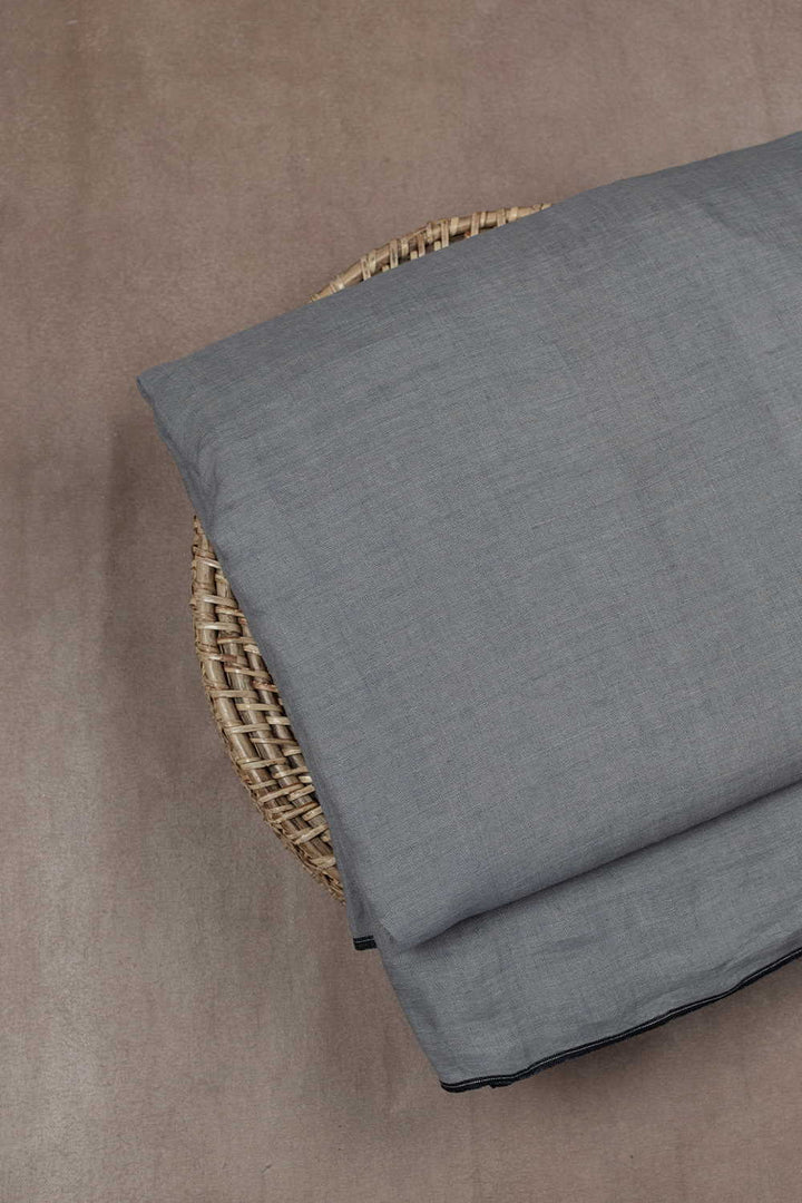 Stone Grey Handwoven Linen Fabric