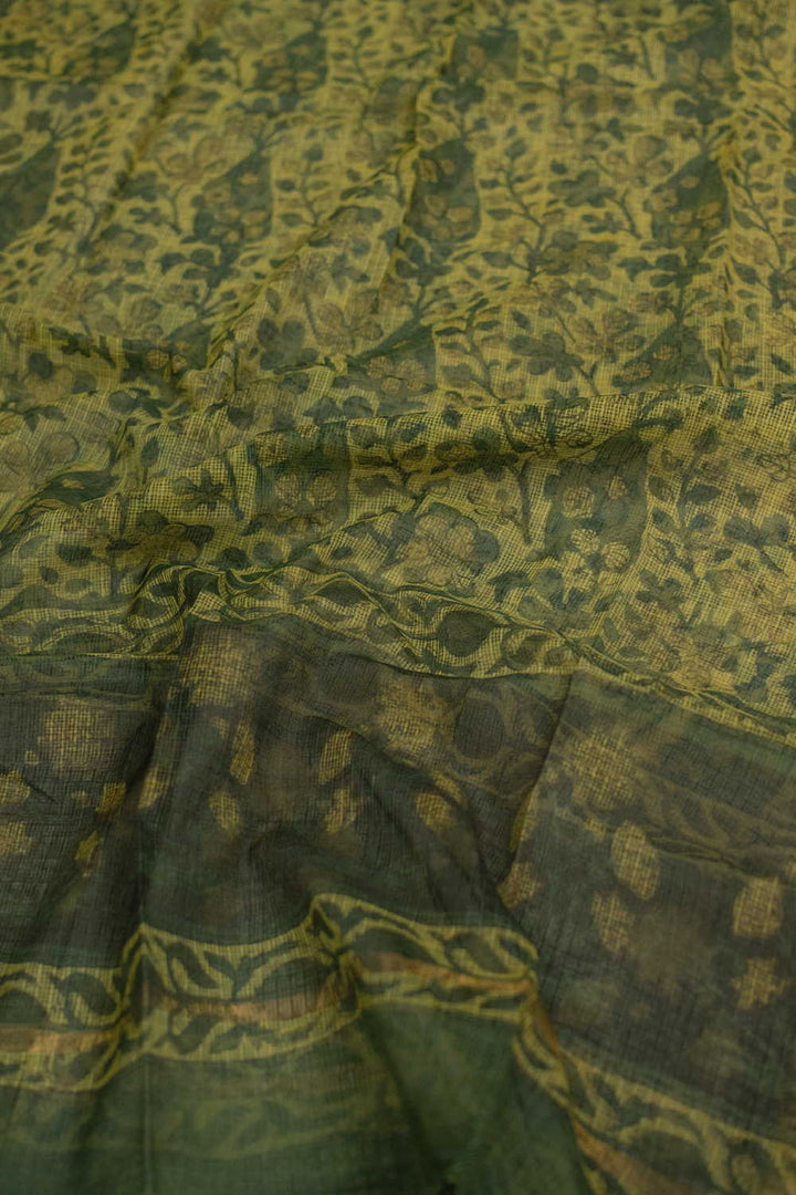 Yellow Block Printed Kota Cotton Dupatta