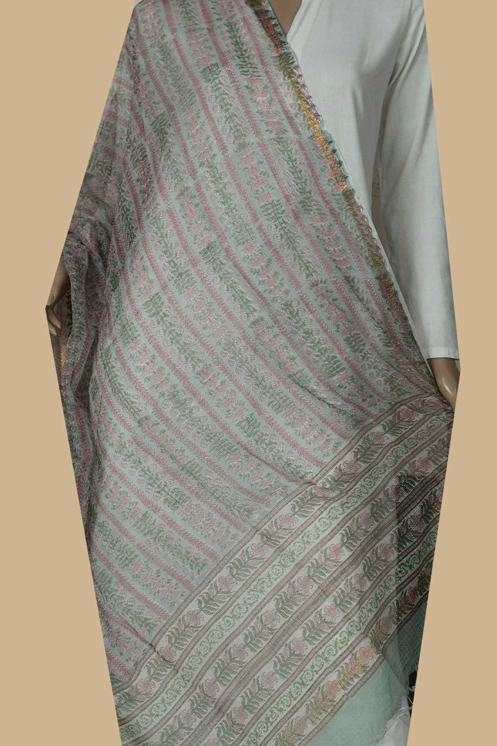 Floral Patterns Block Printed Kota Cotton Dupatta