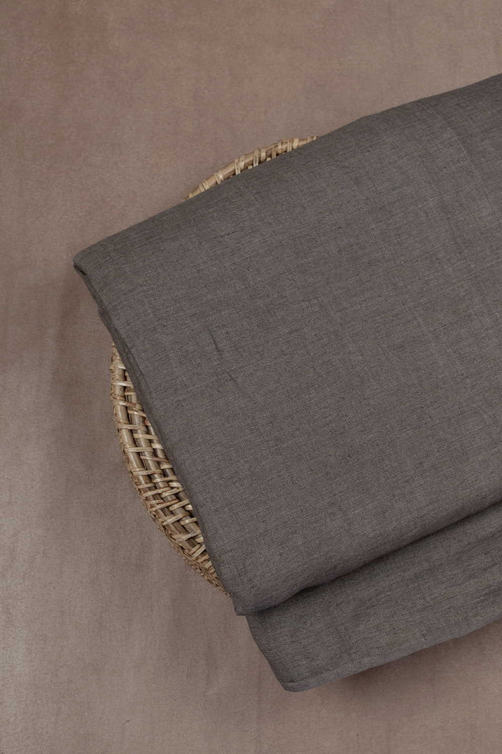 Fossil Grey Handwoven Linen Fabric - 1.1m