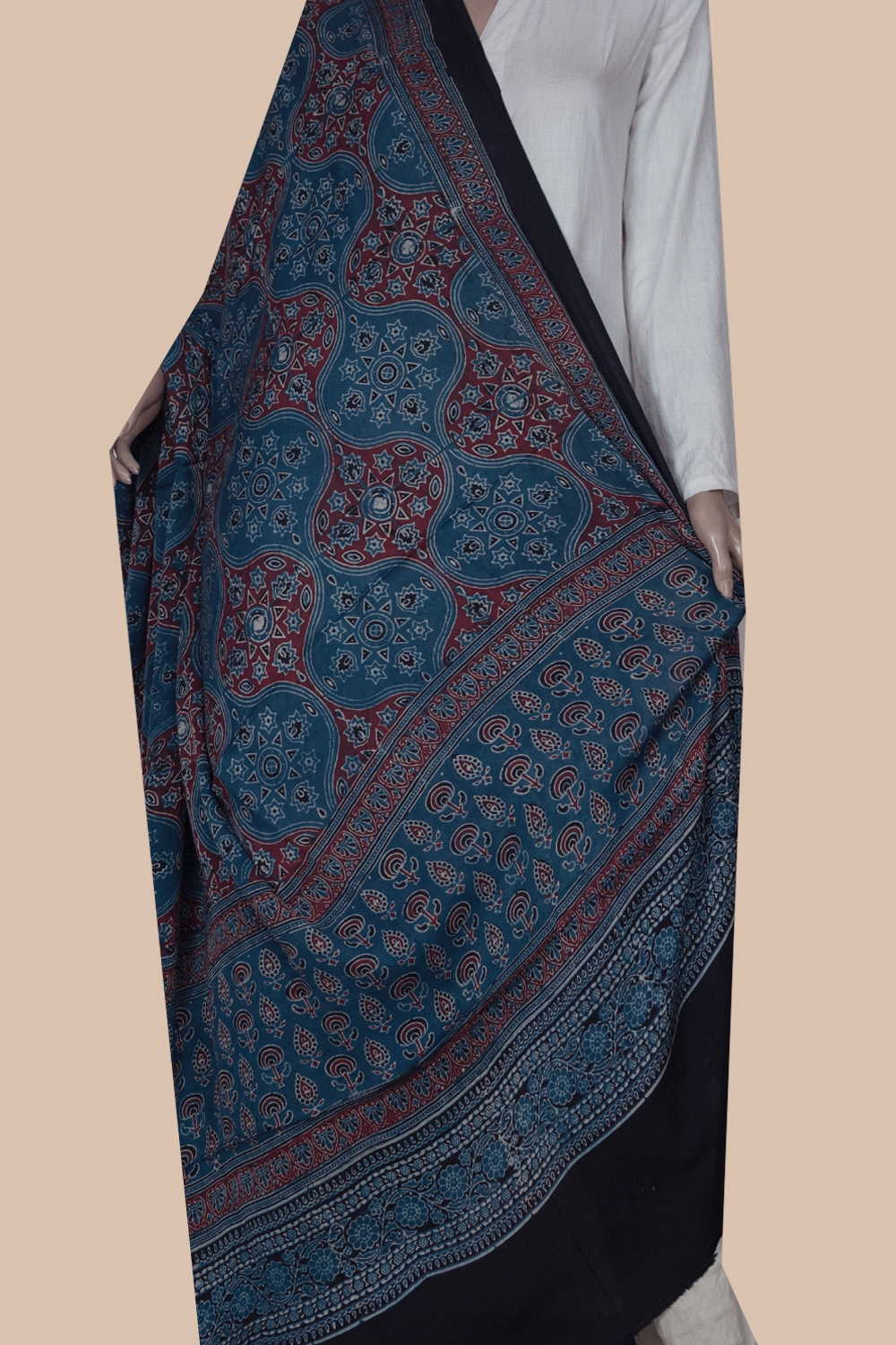 Ajrak Modal Silk Dupatta - Matkatus