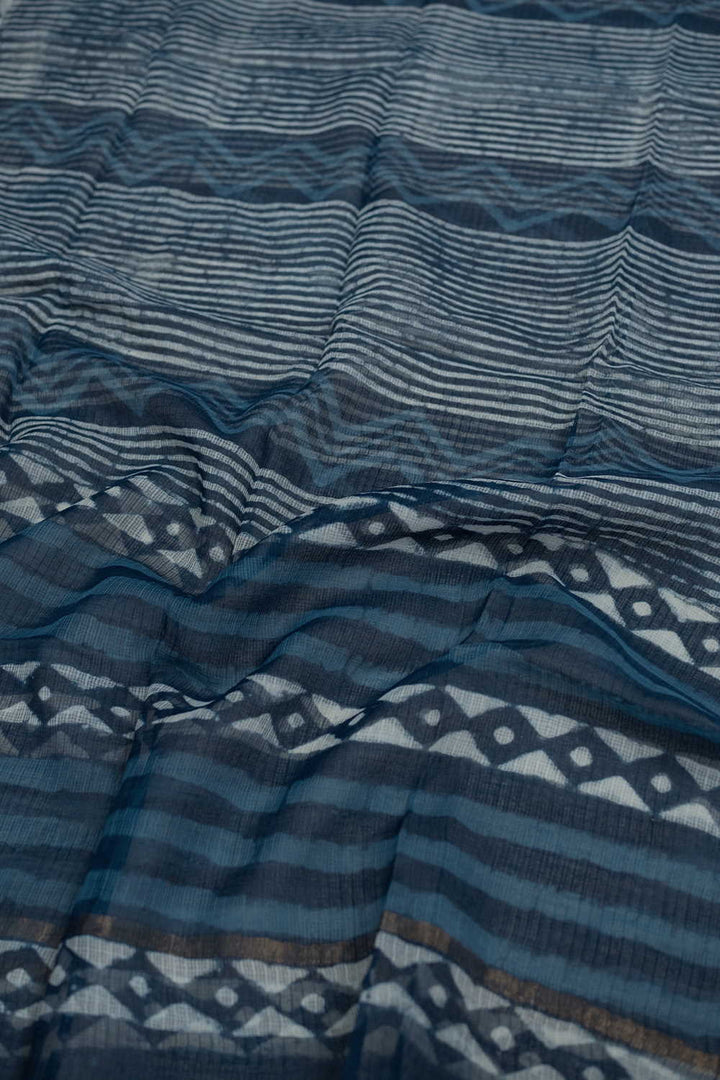 Indigo Block Printed Kota Cotton Dupatta