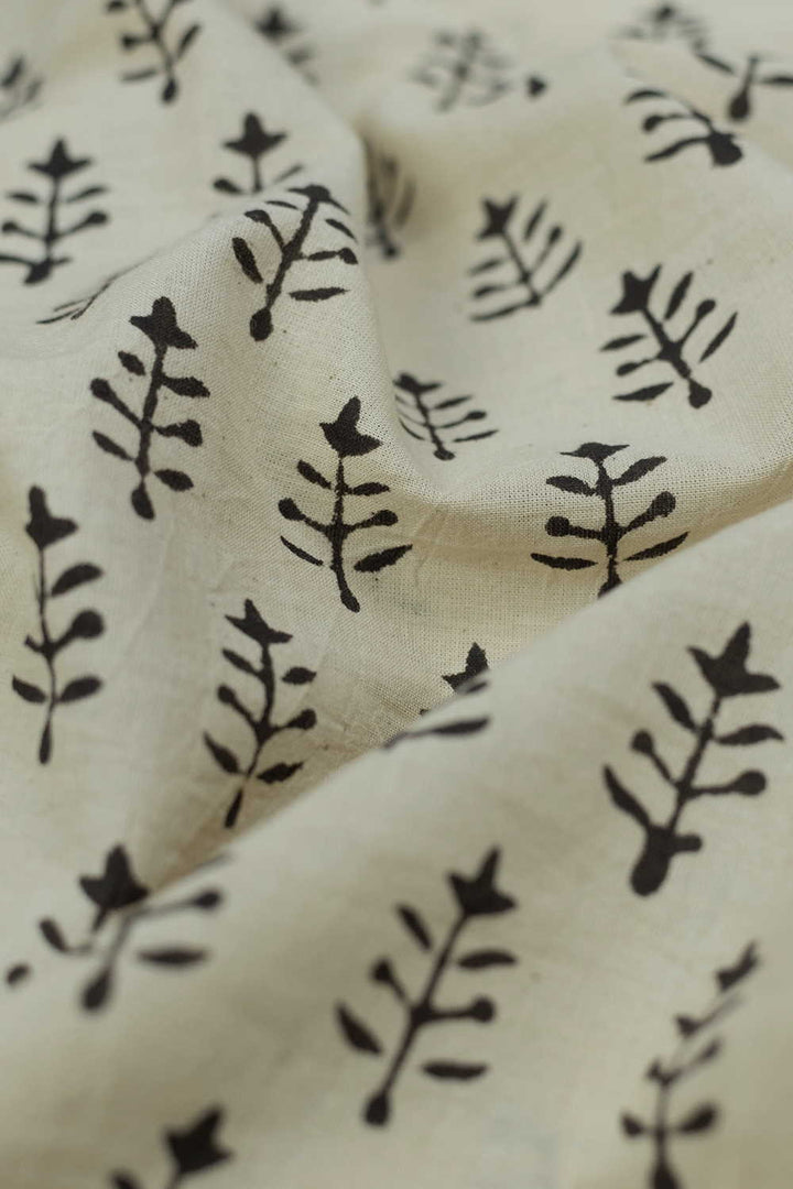 Florets on Cream Bagru Cotton Fabric