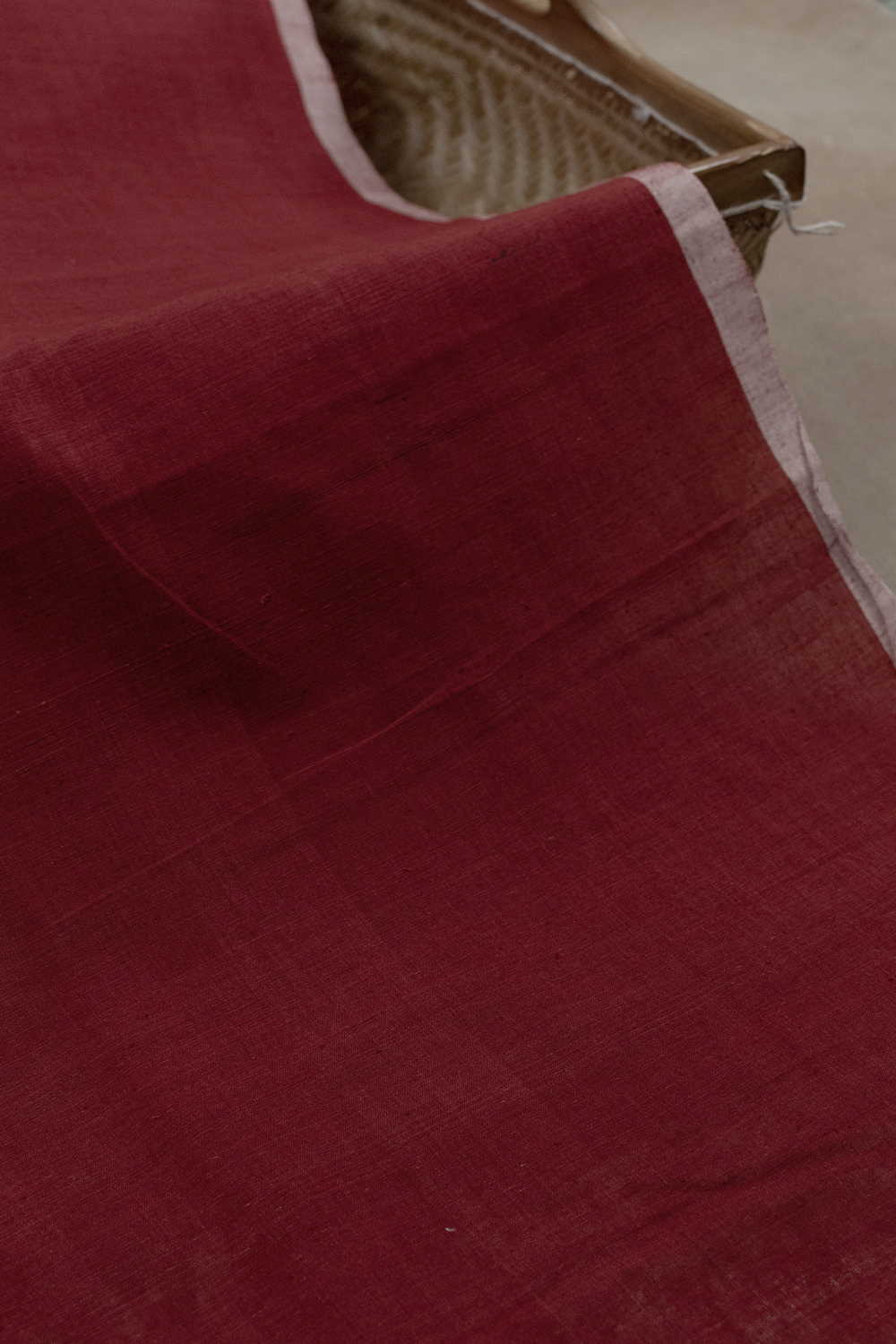 Dark Maroon Handspun Cotton Fabric - 1.3m