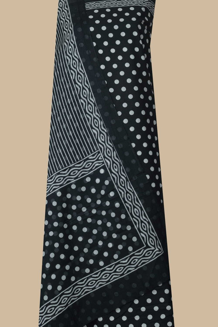 Dull Black Block Printed Cotton Suit