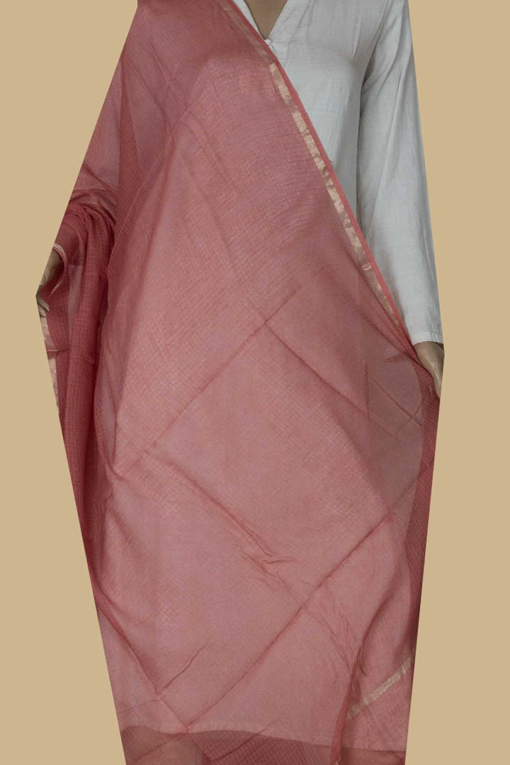 Peach Kota Cotton Dupatta