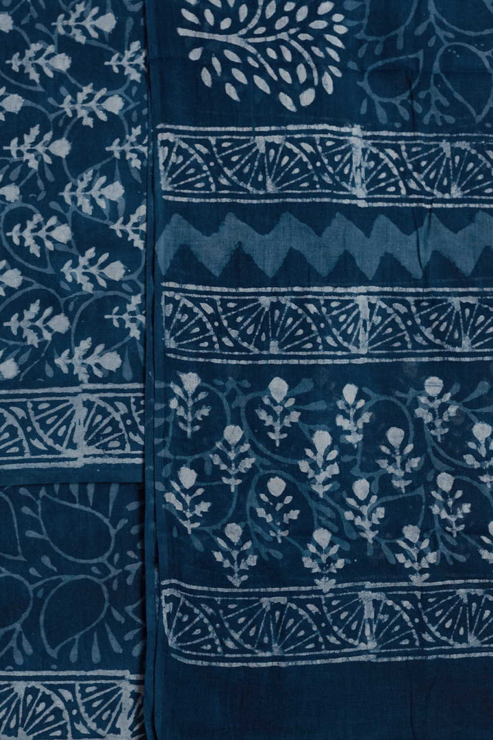 Dull Indigo Block Printed Cotton Suit