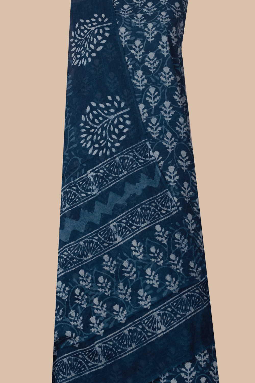 Dull Indigo Block Printed Cotton Suit