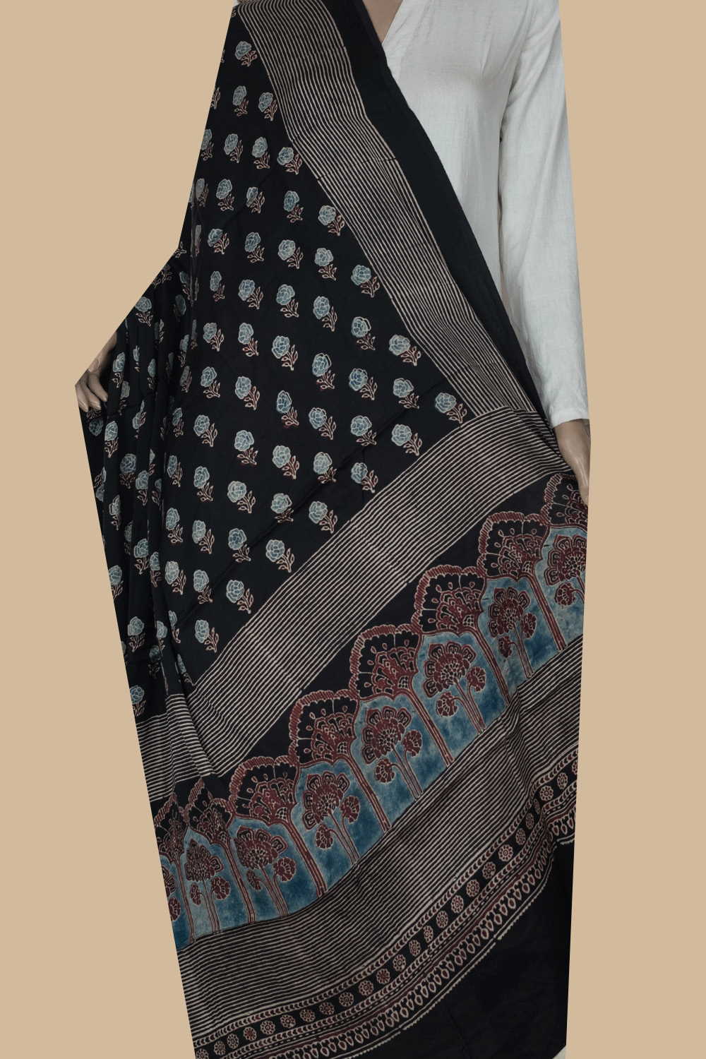 Ajrak Modal Silk Dupatta - Matkatus