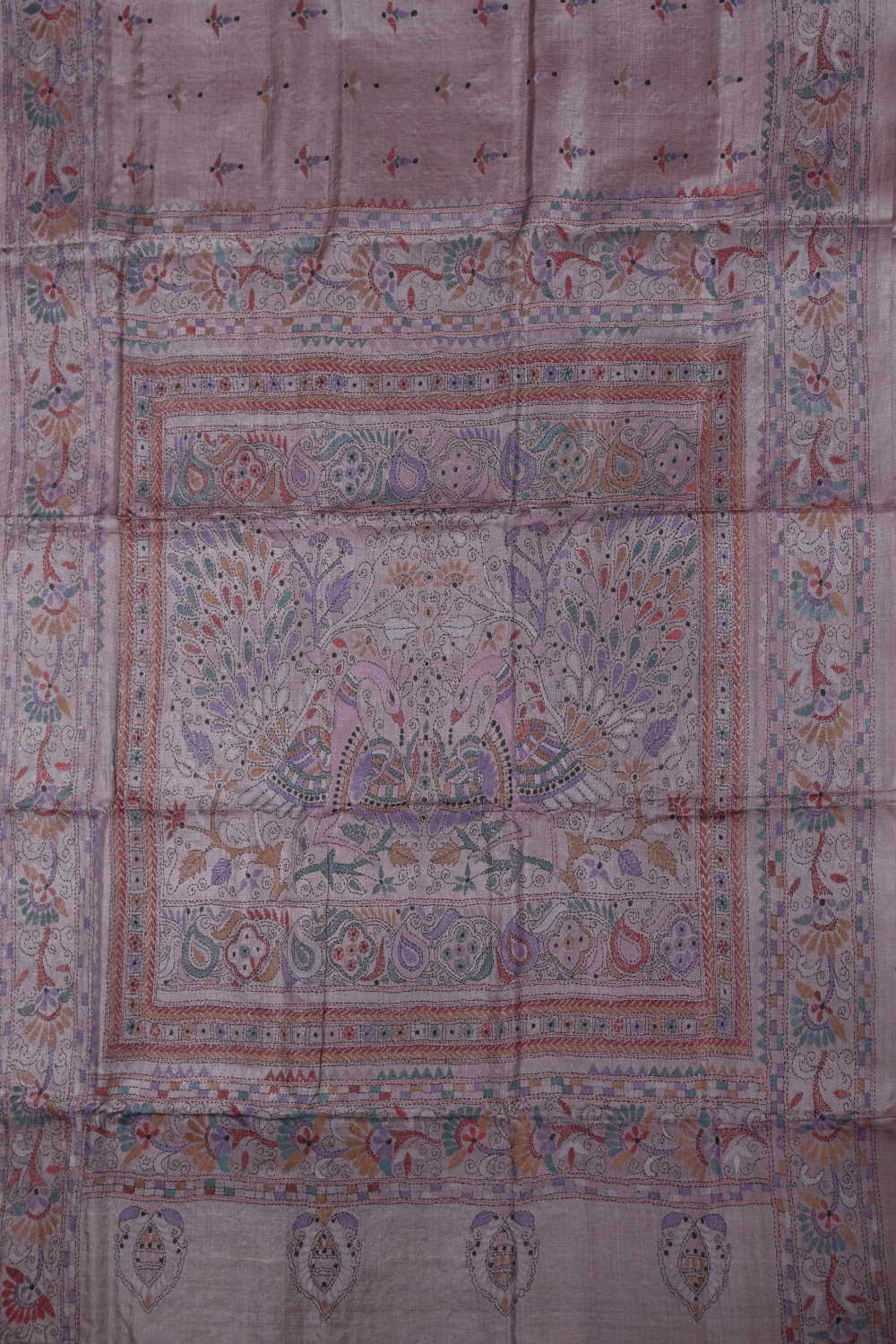 Tiny Motifs Kantha Silk saree