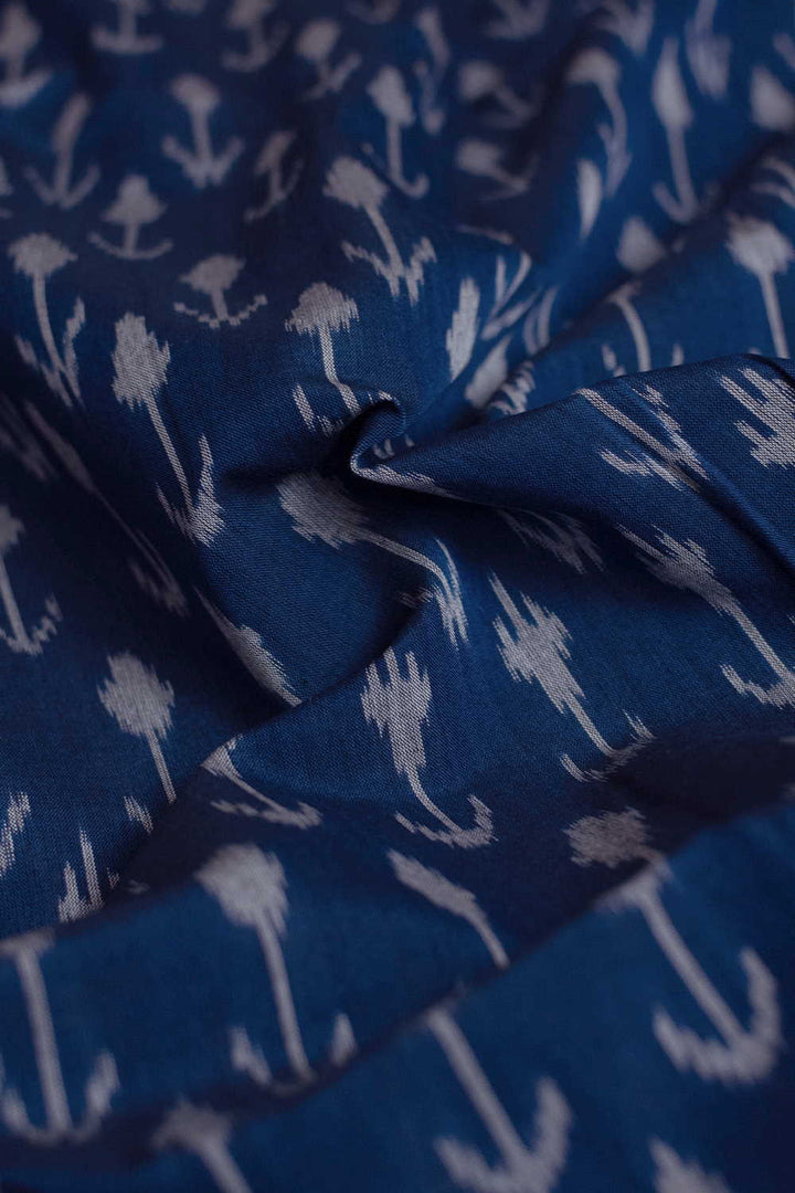 Dark Blue Ikat Cotton Fabric