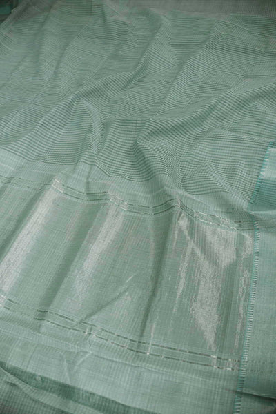 Soft Creamy Green Mangalagiri Cotton saree