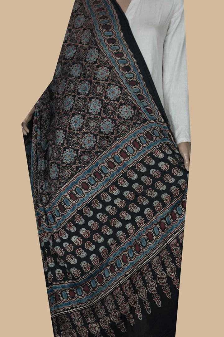 Ajrak Modal Silk Dupatta - Matkatus