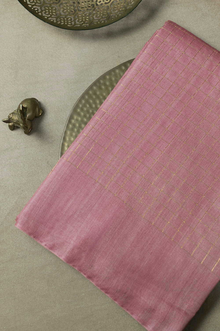 Thulian Pink Handwoven Tussar Silk saree