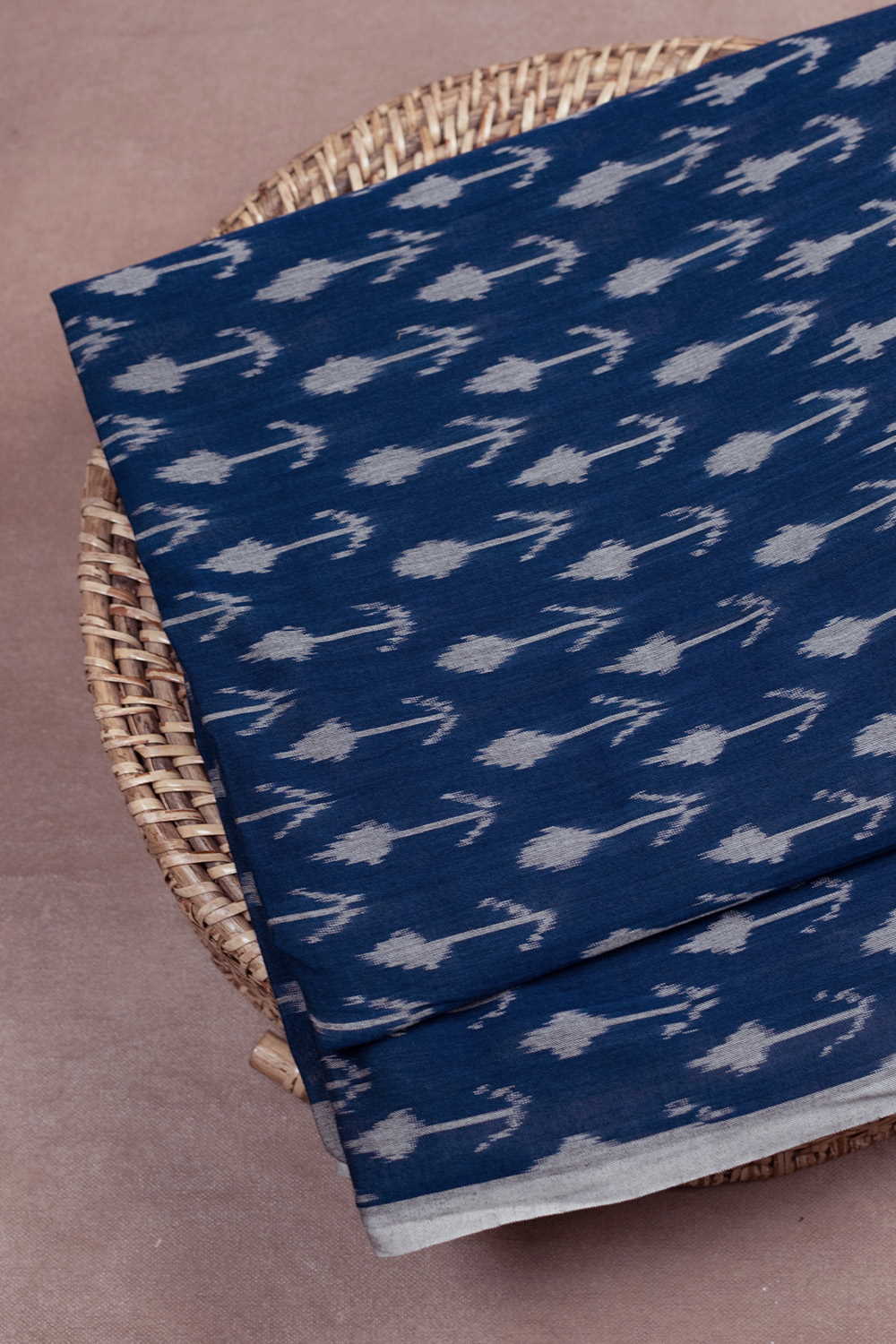 Dark Blue Ikat Cotton Fabric