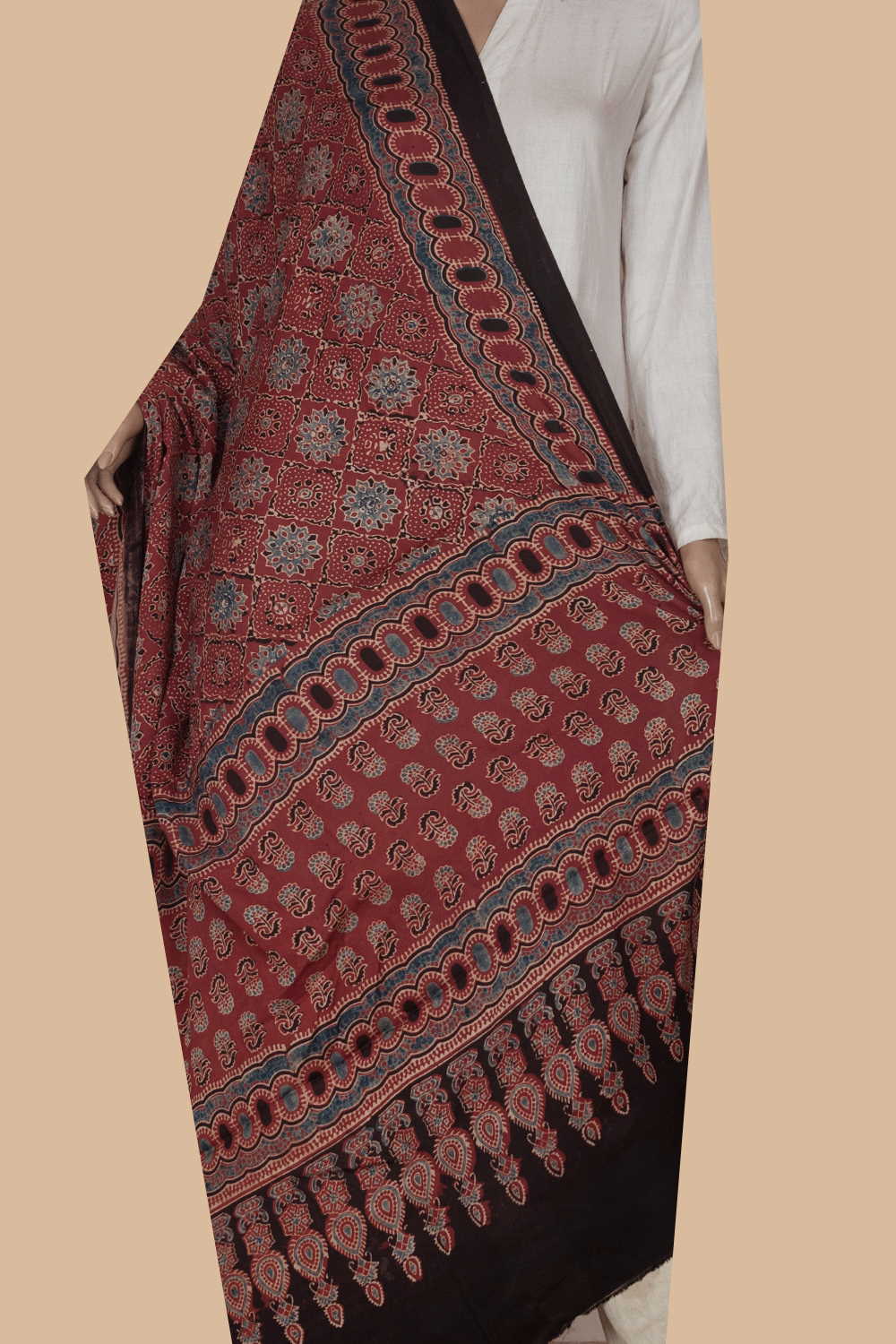 Ajrak Modal Silk Dupatta - Matkatus